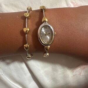 2 piece AK vintage heart watch and bracelet set